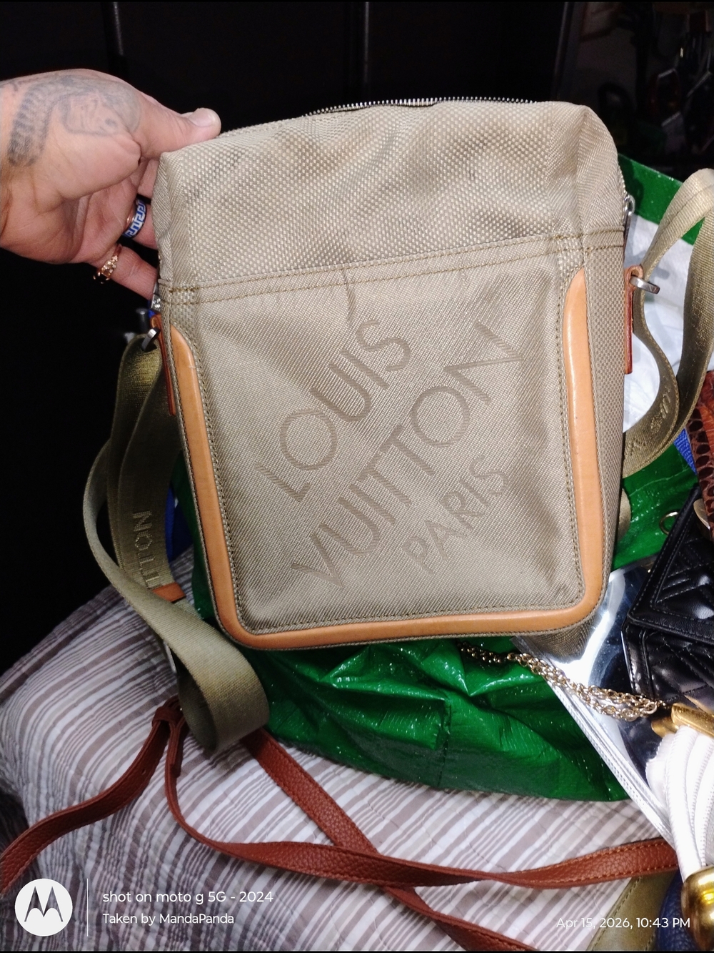 Louis Vuitton Khaki Canvas Crossbody Bag